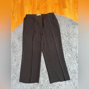 Max Mara Marina Rinaldi Navy Pinstripe Wide Leg Cropped Pants Size L
